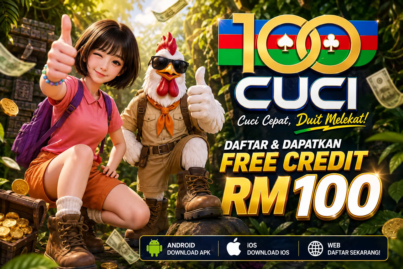 100CUCI Malaysia RM100 free credit for Android, iOS and web
